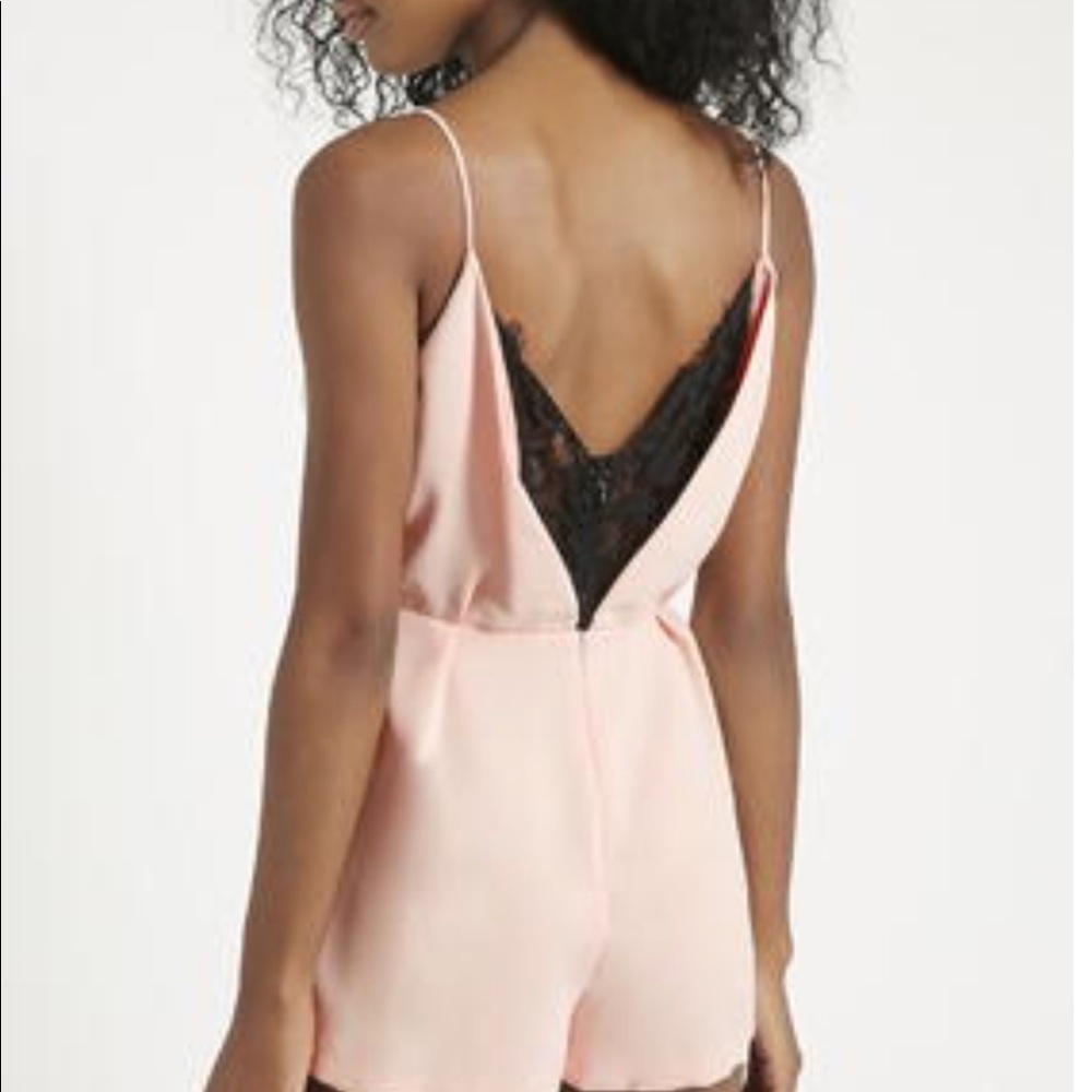 Topshop Nude Black Lace Back Jumpsuit